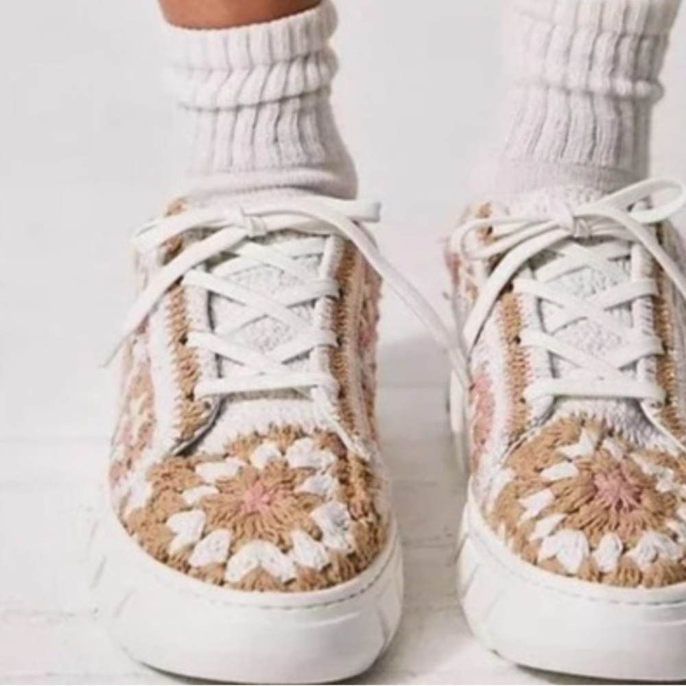 Free People Catch Me If You Can Crochet Sneakers - Blush